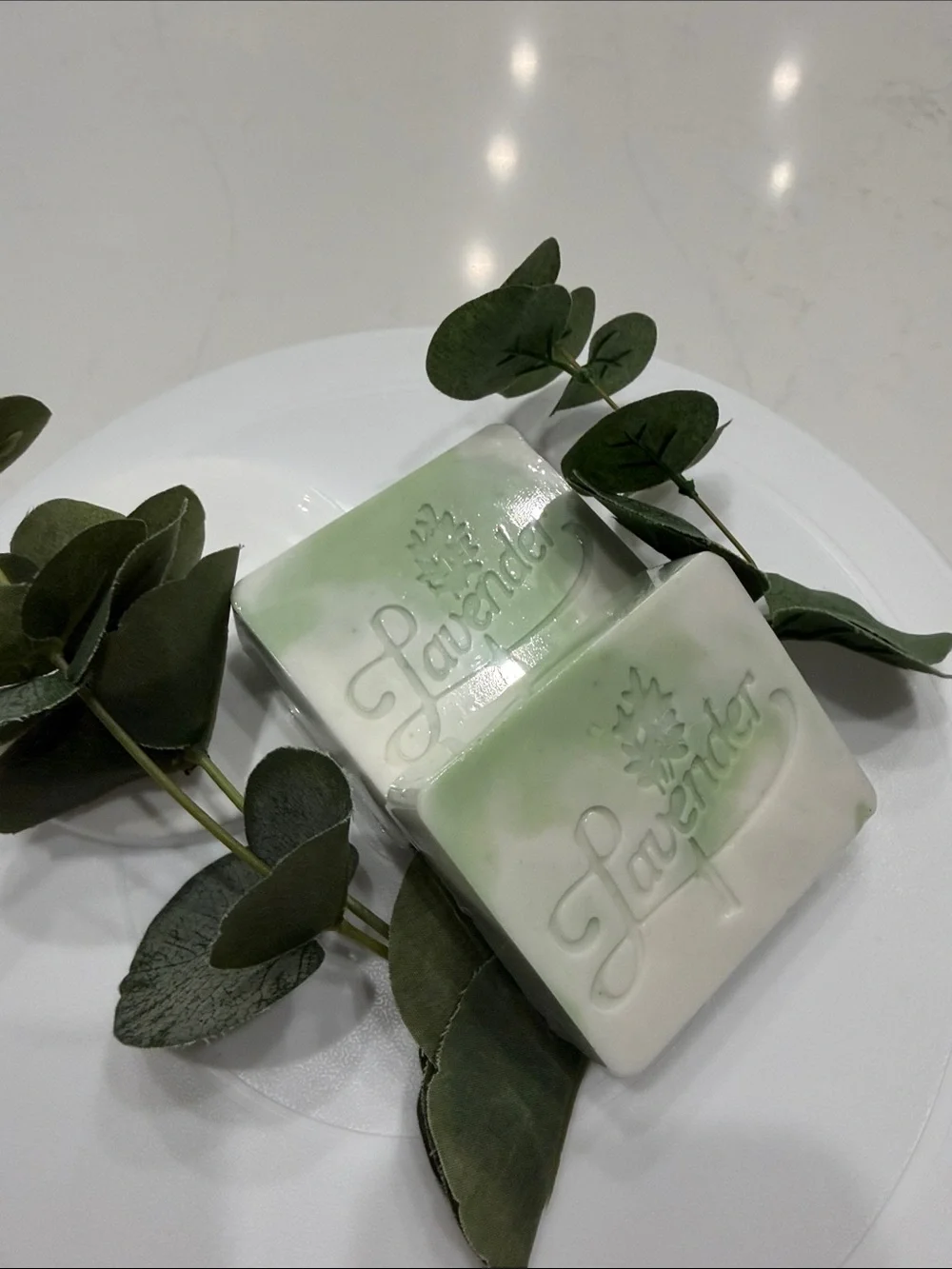 Eucalyptus&Coconut Scented White & Green Soap Bar by